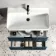 Cadiz Fluted Navy Blue Wall Hung Basin Drawer Vanity 800mm - Black Accents