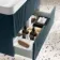 Cadiz Fluted Navy Blue Wall Hung Basin Drawer Vanity 800mm - Black Accents