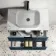 Cadiz Fluted Navy Blue Wall Hung Drawer Vanity with Marble Top 800mm (Excludes Basin) - Black Accents