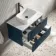 Cadiz Fluted Navy Blue Wall Hung Drawer Vanity with Marble Top & Marin Basin 800mm - Black Accents