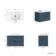 Cadiz Fluted Navy Blue Wall Hung Drawer Vanity with Marble Top & Marin Basin 800mm - Black Accents