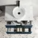 Cadiz Fluted Navy Blue Wall Hung Drawer Vanity with Marble Top & Nevis Basin 800mm - Black Accents