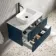 Cadiz Fluted Navy Blue Wall Hung Drawer Vanity with Marble Top & Reno Basin 800mm - Black Accents