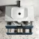 Cadiz Fluted Navy Blue Wall Hung Drawer Vanity with Marble Top & Reno Basin 800mm - Black Accents