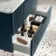 Cadiz Fluted Navy Blue Wall Hung Drawer Vanity with Marble Top & Reno Basin 800mm - Black Accents