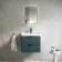 Cadiz Fluted Mystic Green Wall Hung Basin Drawer Vanity 600mm - Black Accents