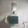 Cadiz Fluted Mystic Green Wall Hung Drawer Vanity with Marble Top 600mm (Excludes Basin) - Black Accents