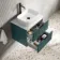 Cadiz Fluted Mystic Green Wall Hung Drawer Vanity with Marble Top & Reno Basin 600mm - Black Accents