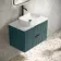 Cadiz Fluted Mystic Green Wall Hung Drawer Vanity with Marble Top 800mm (Excludes Basin) - Black Accents