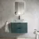 Cadiz Fluted Mystic Green Wall Hung Drawer Vanity with Marble Top 800mm (Excludes Basin) - Black Accents