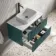 Cadiz Fluted Mystic Green Wall Hung Drawer Vanity with Marble Top 800mm (Excludes Basin) - Black Accents