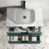 Cadiz Fluted Mystic Green Wall Hung Drawer Vanity with Marble Top 800mm (Excludes Basin) - Black Accents