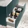 Cadiz Fluted Mystic Green Wall Hung Drawer Vanity with Marble Top 800mm (Excludes Basin) - Black Accents