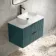 Cadiz Fluted Mystic Green Wall Hung Drawer Vanity with Marble Top & Marin Basin 800mm - Black Accents