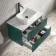 Cadiz Fluted Mystic Green Wall Hung Drawer Vanity with Marble Top & Marin Basin 800mm - Black Accents