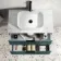 Cadiz Fluted Mystic Green Wall Hung Drawer Vanity with Marble Top & Marin Basin 800mm - Black Accents