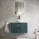 Cadiz Fluted Mystic Green Wall Hung Drawer Vanity with Marble Top & Nevis Basin 800mm - Black Accents