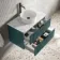 Cadiz Fluted Mystic Green Wall Hung Drawer Vanity with Marble Top & Nevis Basin 800mm - Black Accents
