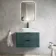 Cadiz Fluted Mystic Green Wall Hung Drawer Vanity with Marble Top & Reno Basin 800mm - Black Accents