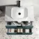 Cadiz Fluted Mystic Green Wall Hung Drawer Vanity with Marble Top & Reno Basin 800mm - Black Accents