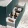 Cadiz Fluted Mystic Green Wall Hung Drawer Vanity with Marble Top & Reno Basin 800mm - Black Accents