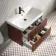 Cadiz Fluted Apex Walnut Wall Hung Basin Drawer Vanity 800mm - Black Accents