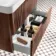 Cadiz Fluted Apex Walnut Wall Hung Basin Drawer Vanity 800mm - Black Accents
