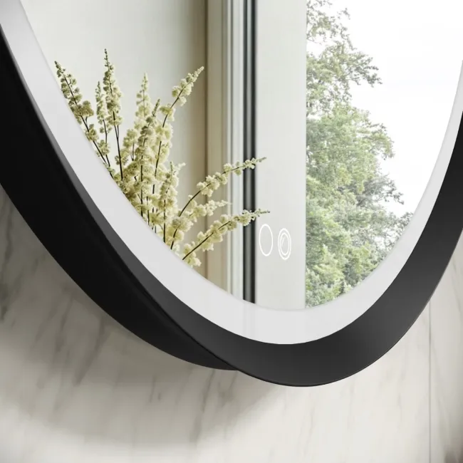 Isabel Matt Black Round LED Mirror with Front & Back Illumination 600mm
