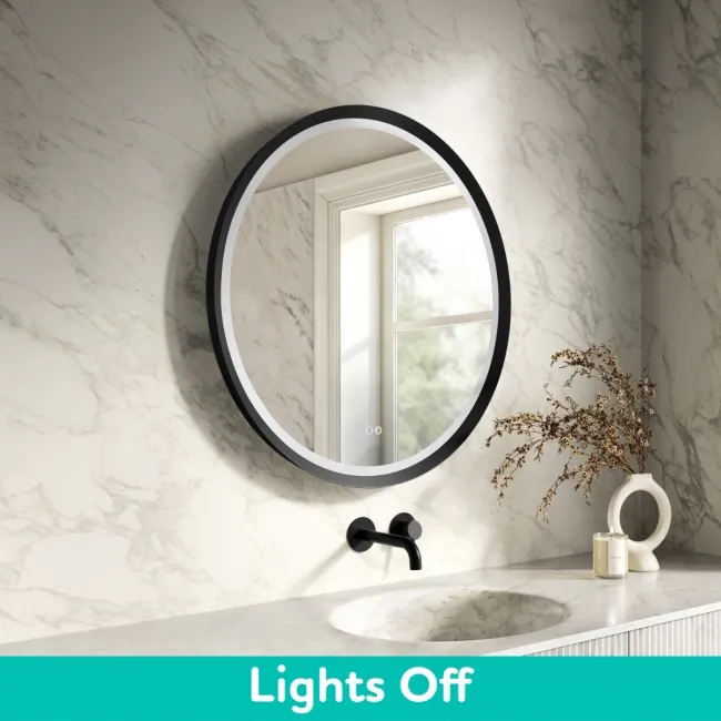 Isabel Matt Black Round LED Mirror with Front & Back Illumination 800mm