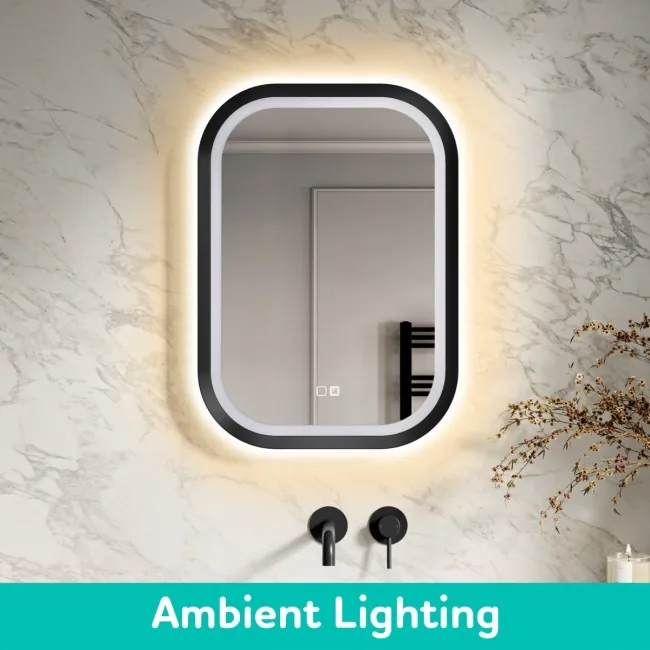 Isabel Matt Black LED Mirror with Front & Back Illumination 700x500mm