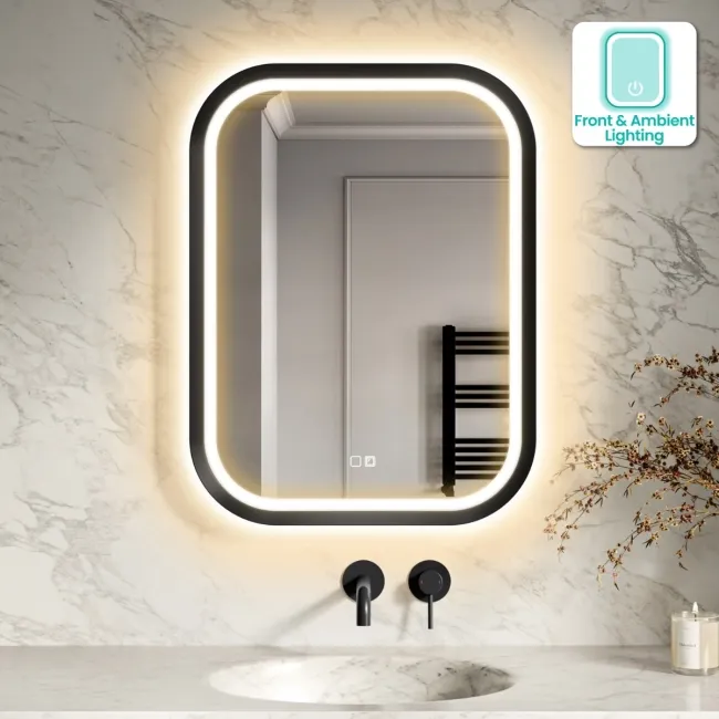 Isabel Matt Black LED Mirror with Front & Back Illumination 800x600mm