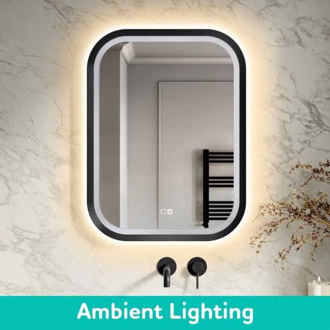 Isabel Matt Black LED Mirror with Front & Back Illumination 800x600mm