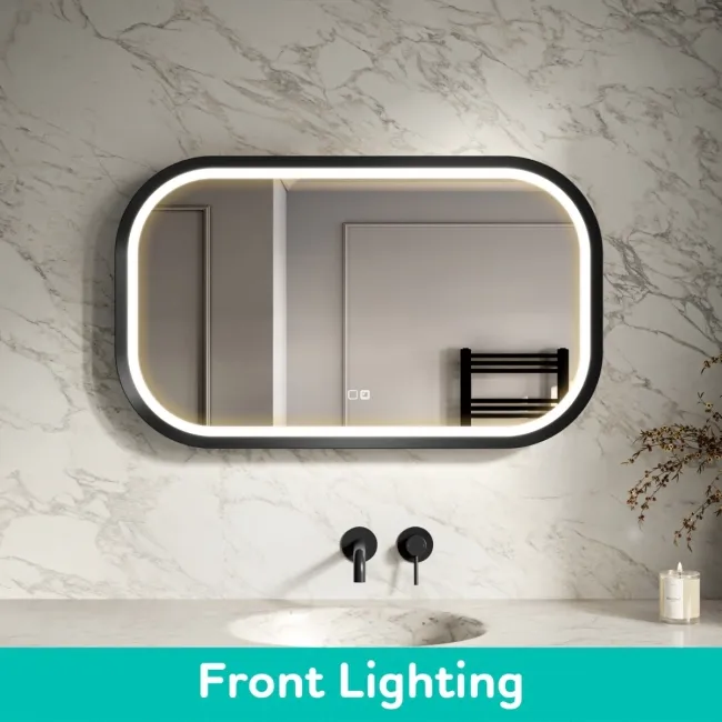 Isabel Matt Black LED Mirror with Front & Back Illumination 600x1000mm
