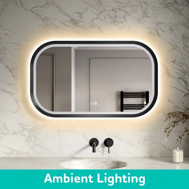 Isabel Matt Black LED Mirror with Front & Back Illumination 600x1000mm