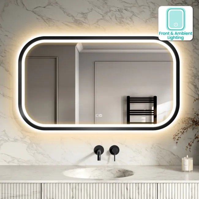 Isabel Matt Black LED Mirror with Front & Back Illumination 700x1200mm