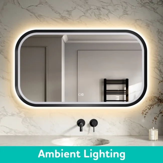 Isabel Matt Black LED Mirror with Front & Back Illumination 700x1200mm