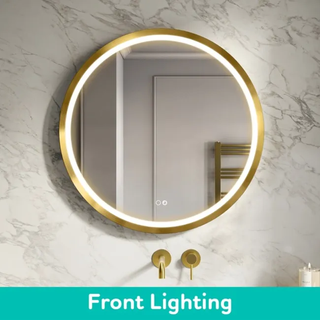 Isabel Brushed Brass Round LED Mirror with Front & Back Illumination 800mm