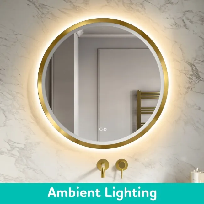 Isabel Brushed Brass Round LED Mirror with Front & Back Illumination 800mm