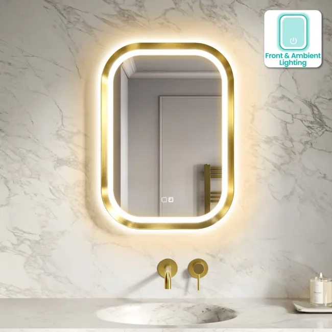Isabel Brushed Brass LED Mirror with Front & Back Illumination 700x500mm