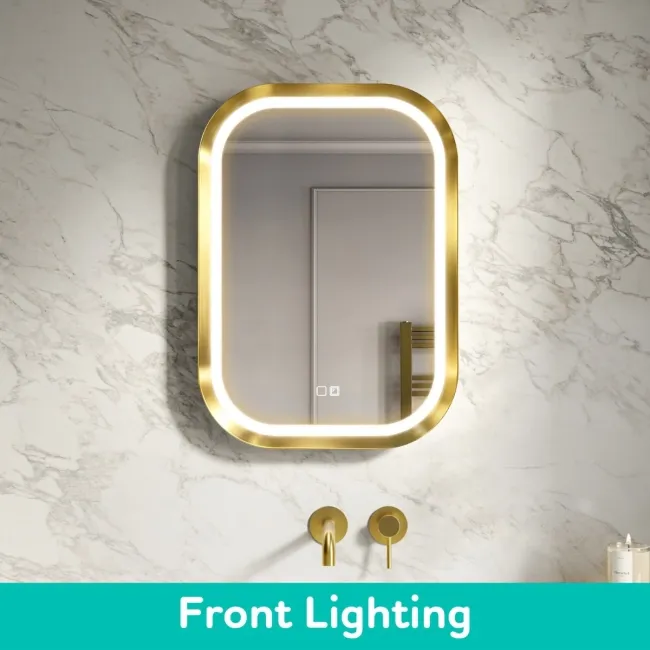 Isabel Brushed Brass LED Mirror with Front & Back Illumination 700x500mm