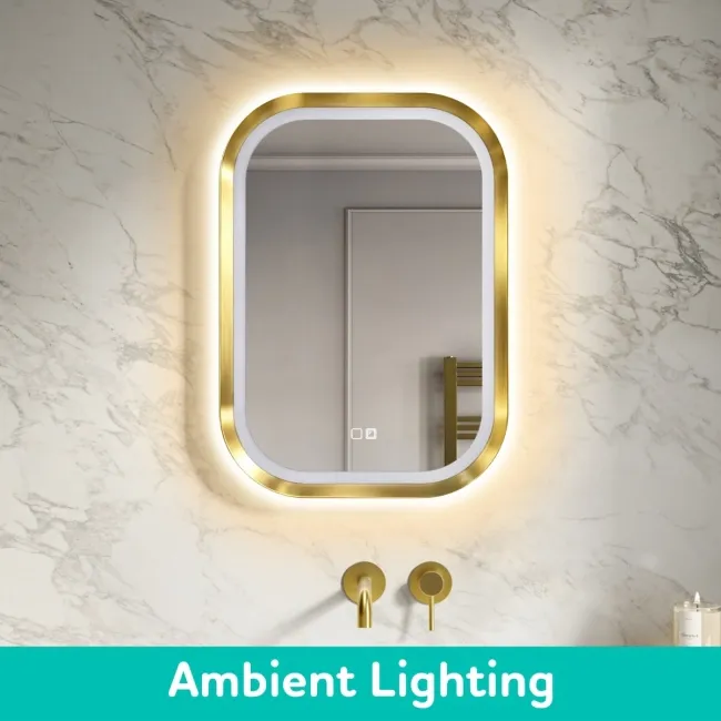 Isabel Brushed Brass LED Mirror with Front & Back Illumination 700x500mm
