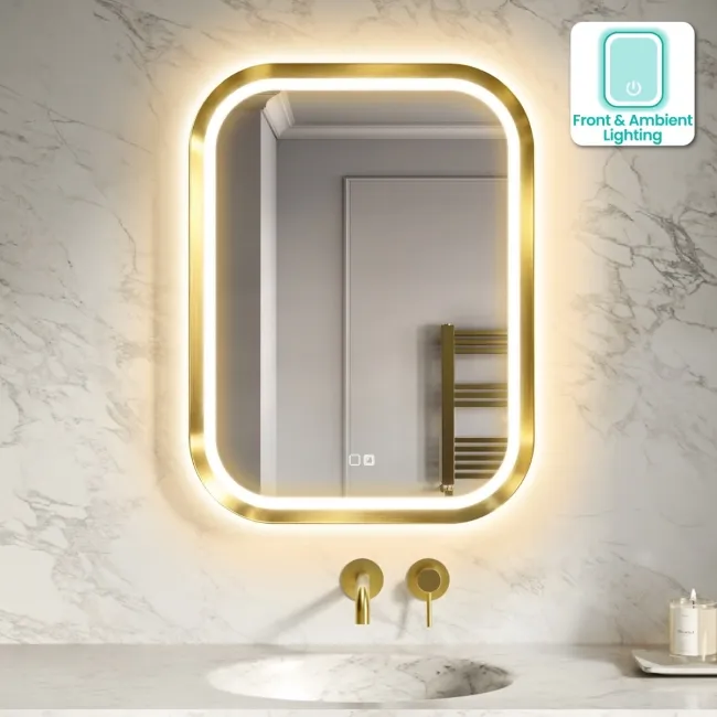 Isabel Brushed Brass LED Mirror with Front & Back Illumination 800x600mm