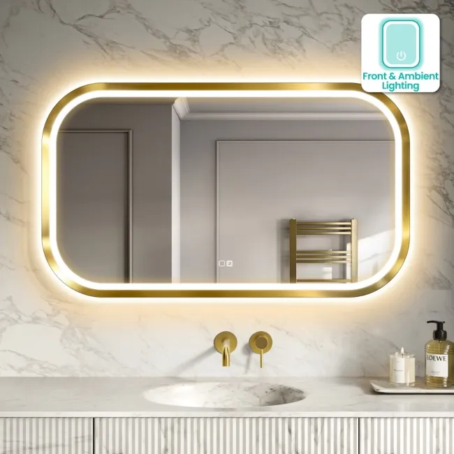 Isabel Brushed Brass LED Mirror with Front & Back Illumination 700x1200mm