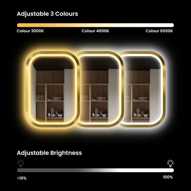 Isabel Brushed Brass LED Mirror with Front & Back Illumination 700x1200mm