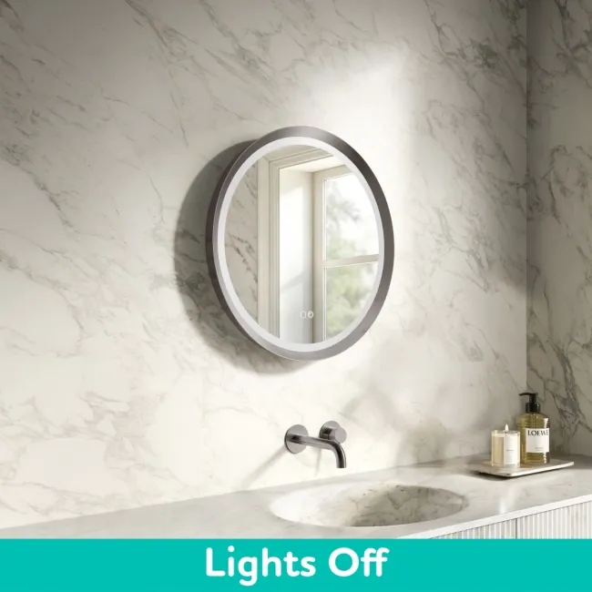 Isabel Brushed Gunmetal Round LED Mirror with Front & Back Illumination 600mm