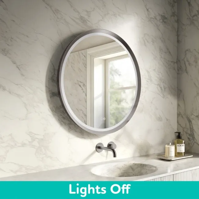 Isabel Brushed Gunmetal Round LED Mirror with Front & Back Illumination 800mm