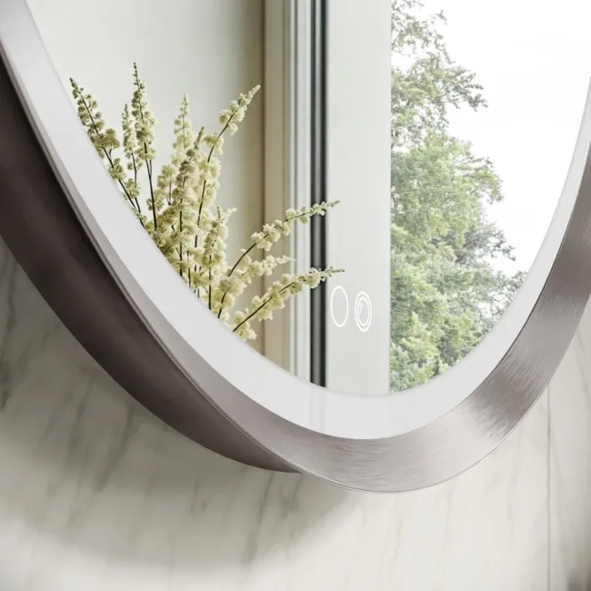 Isabel Brushed Gunmetal Round LED Mirror with Front & Back Illumination 800mm