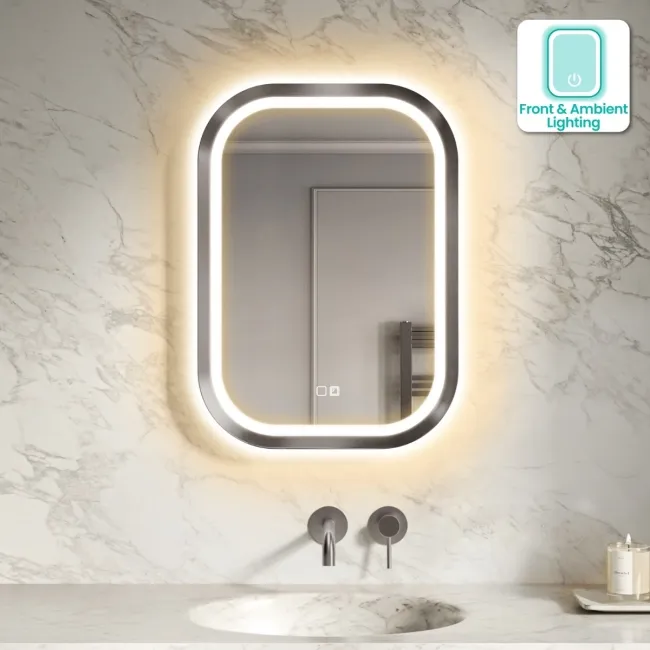 Isabel Brushed Gunmetal LED Mirror with Front & Back Illumination 700x500mm