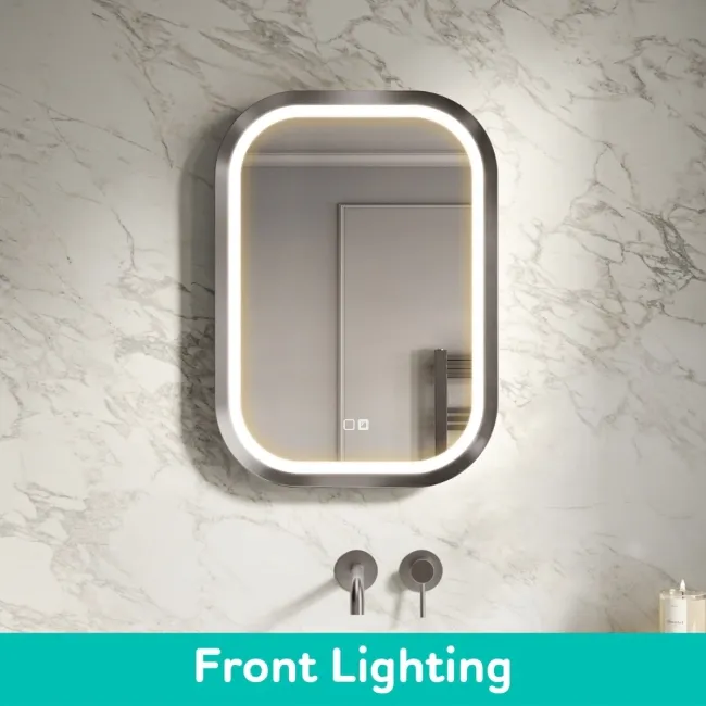 Isabel Brushed Gunmetal LED Mirror with Front & Back Illumination 700x500mm