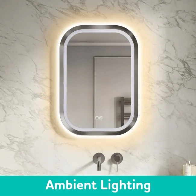 Isabel Brushed Gunmetal LED Mirror with Front & Back Illumination 700x500mm